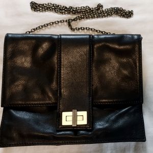 Sabine New York Black Leather Crossbody w/ Chain Strap